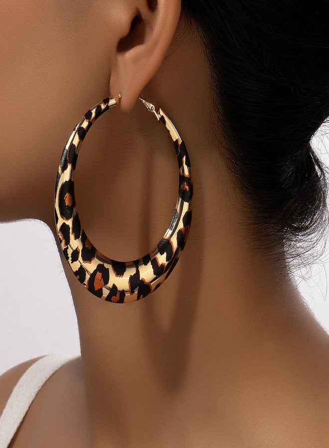 Cicod Leopard Hoop Earrings for Women Exaggerated 80s 90s Zebra Chunky Statement Hoops Earring Hypoallergenic Cows Big Hoops Y2k Jewelry Outfits Accessories - Image 2